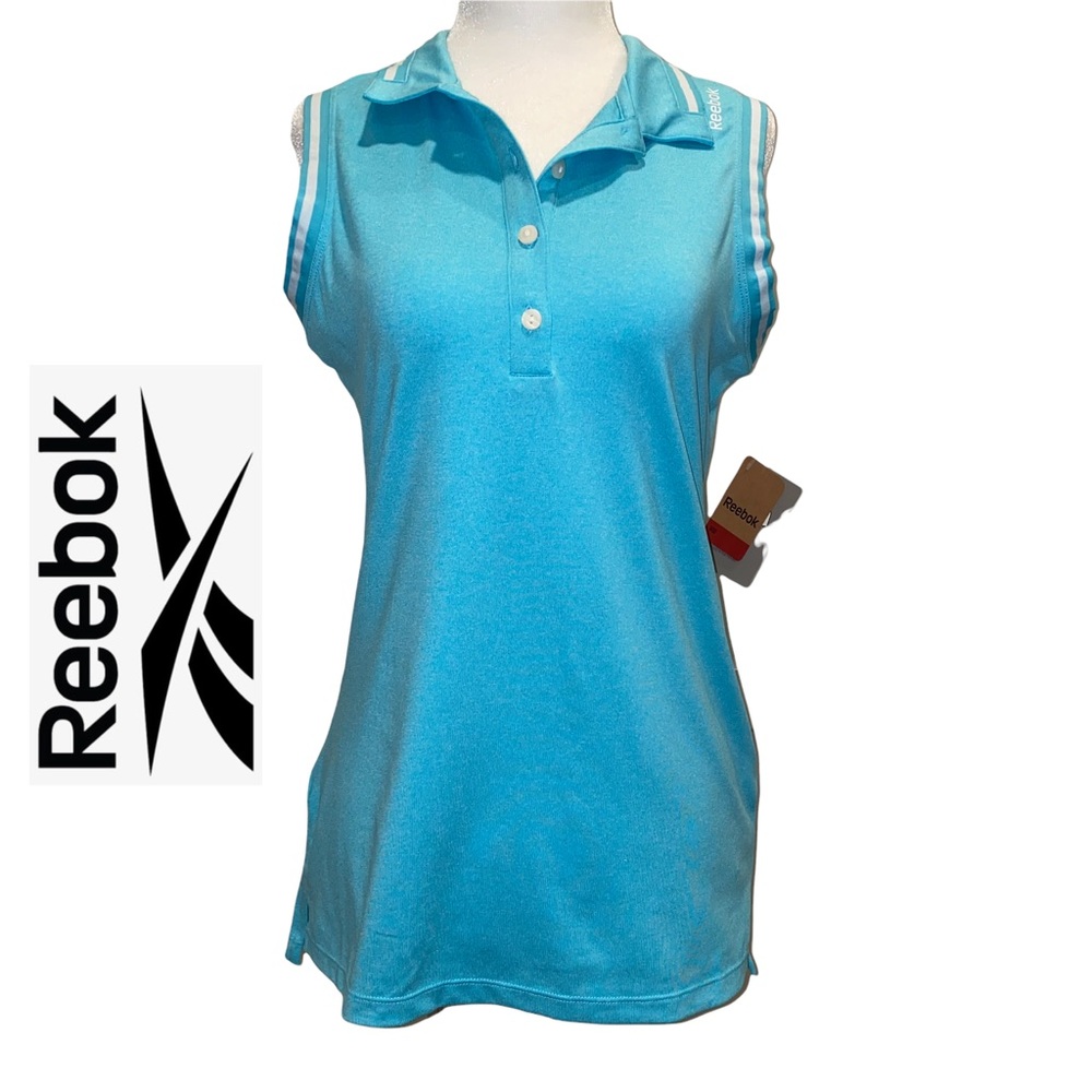 Reebok NWT Aqua Blue Slim Sleeveless Polo S